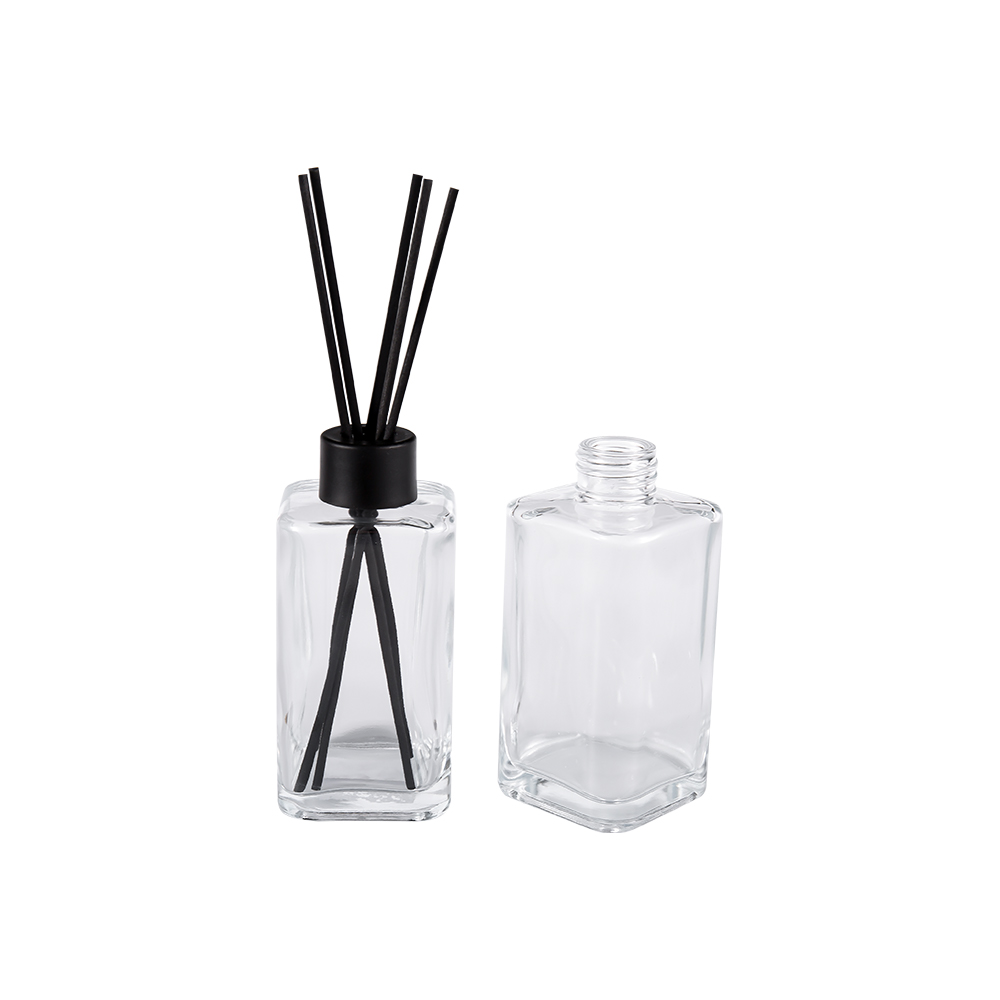 HJ-RX2247 Прозрачная стеклянная бутылка для ароматерапии, большая емкость, матовая черная крышка от бутылки, алюминиевая крышка, волоконная наклейка
