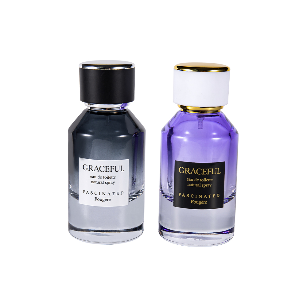 GC4416-WJ2098 Флакон для духов из стекла с печатным покрытием, 50 мл, с кожаной крышкой, крышкой из АБС-пластика, подкладкой из полипропилена, устойчивой к ультрафиолетовому излучению