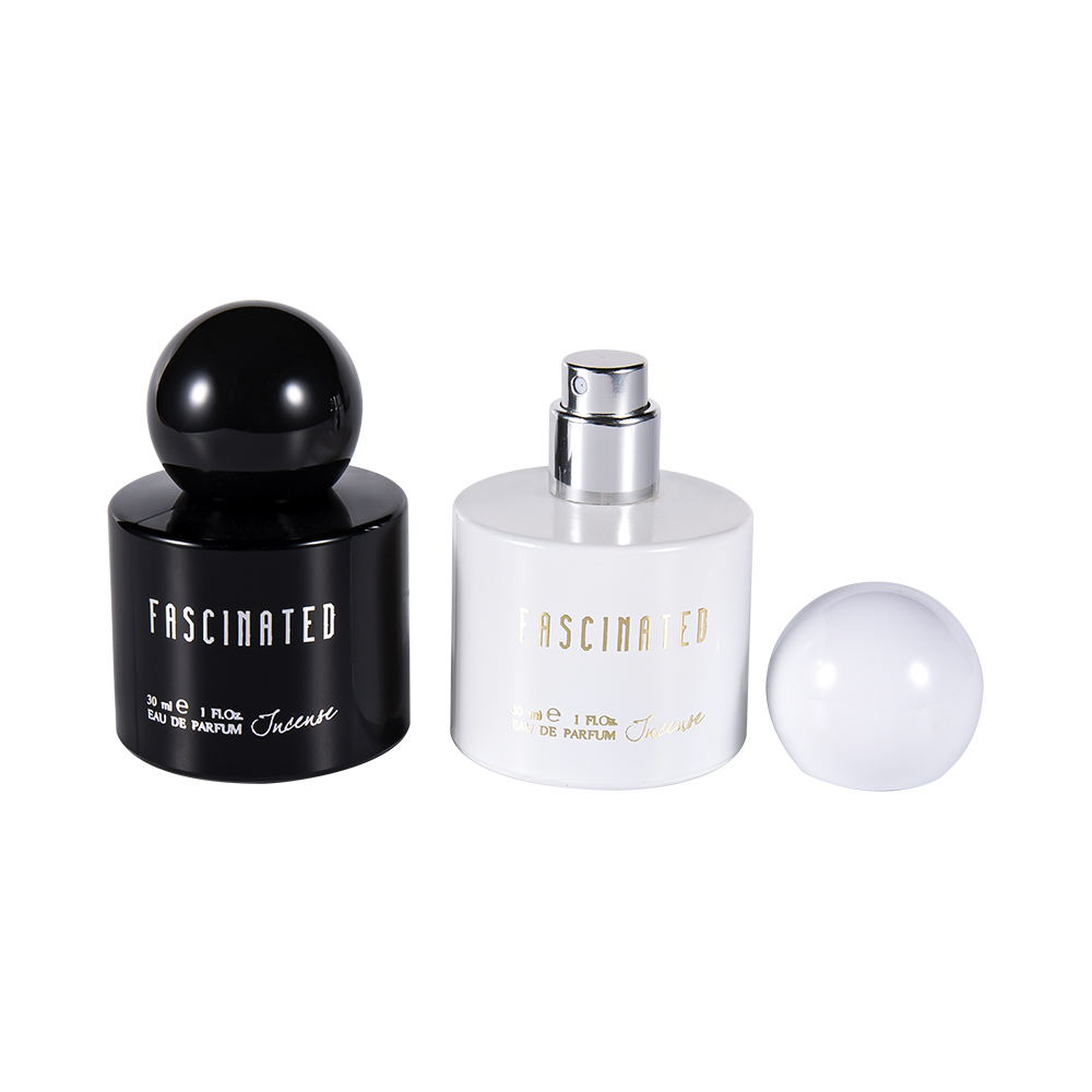 GC4748-WJ2537 30 мл цилиндрический флакон для духов из стекла с золотой фольгой и сферической пластиковой крышкой из АБС-ПП