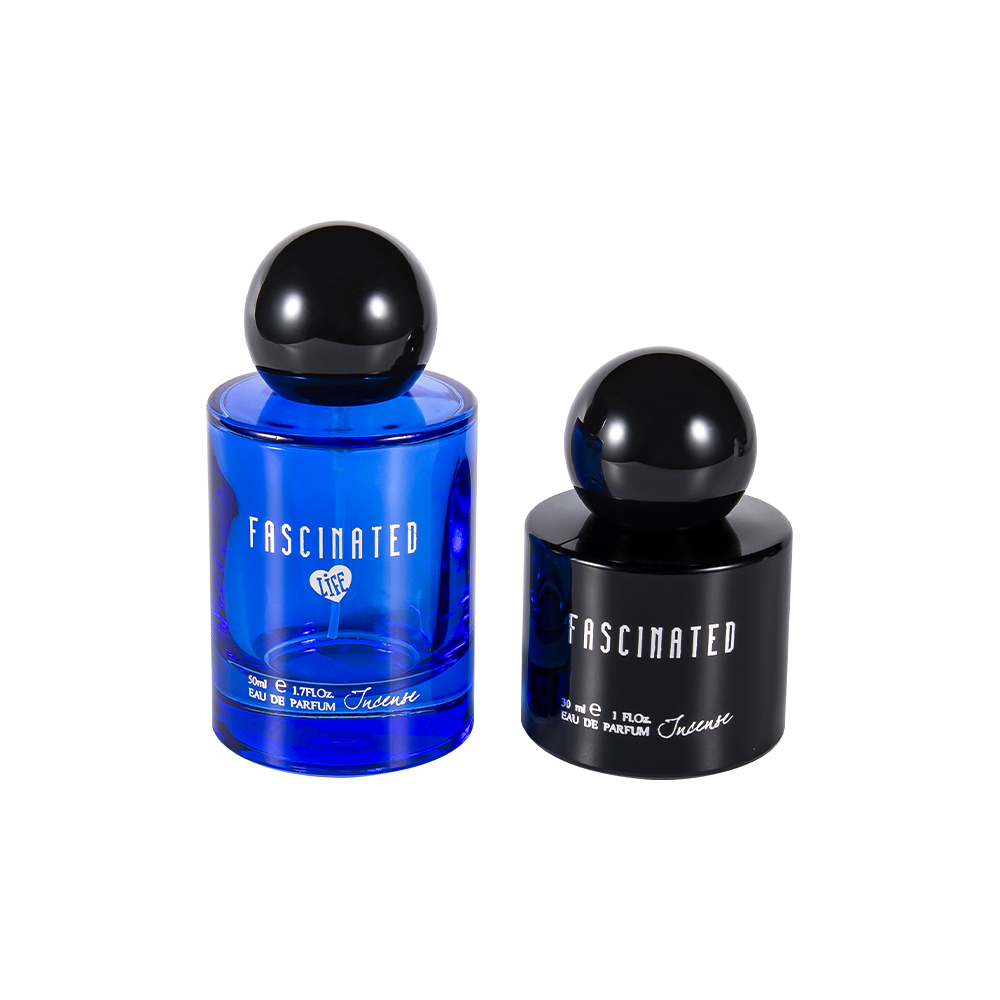 GC4749-WJ2537 Цилиндрический флакон духов из стекла с золотой фольгой на 50 мл со сферической пластиковой крышкой из АБС-ПП