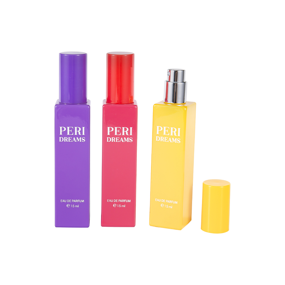 GC4421-WJ2369B Миниатюрный прямоугольный стеклянный флакон духов емкостью 15 мл с цилиндрической крышкой из полипропилена